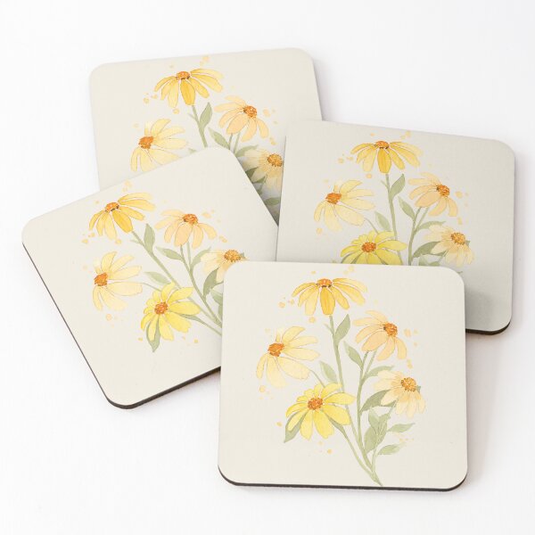 Item preview, Yellow daisies in watercolor - Botanical floral mural art designed and sold by SuperMama1973.