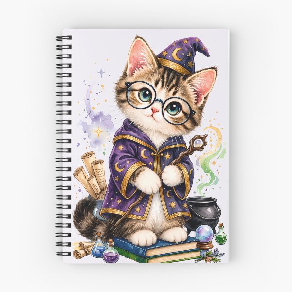 Item preview, Cute Watercolor Wizard Cat - Magical Kawaii Kitten designed and sold by SuperMama1973.