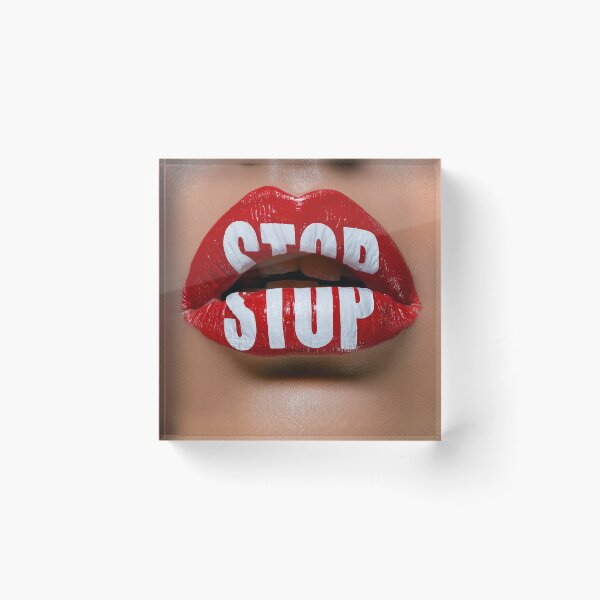 Item preview, STOP - Bold Red Lips Typography Art designed and sold by Audra-studio.