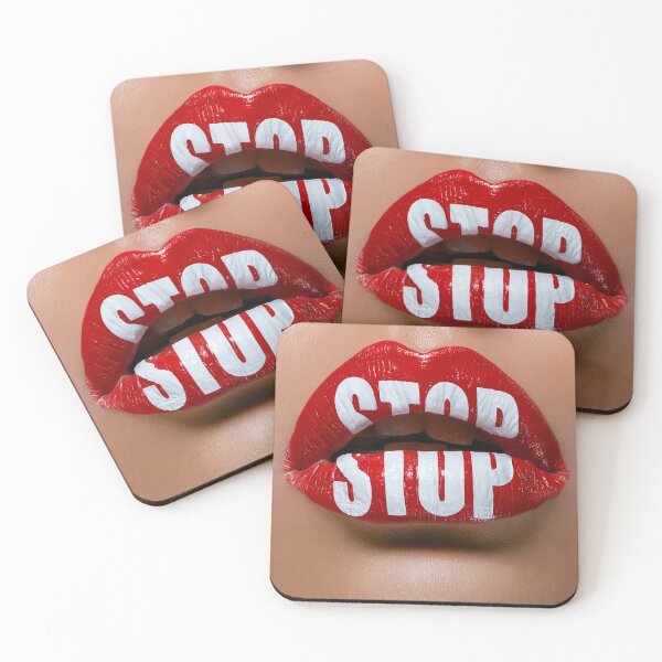Item preview, STOP - Bold Red Lips Typography Art designed and sold by Audra-studio.
