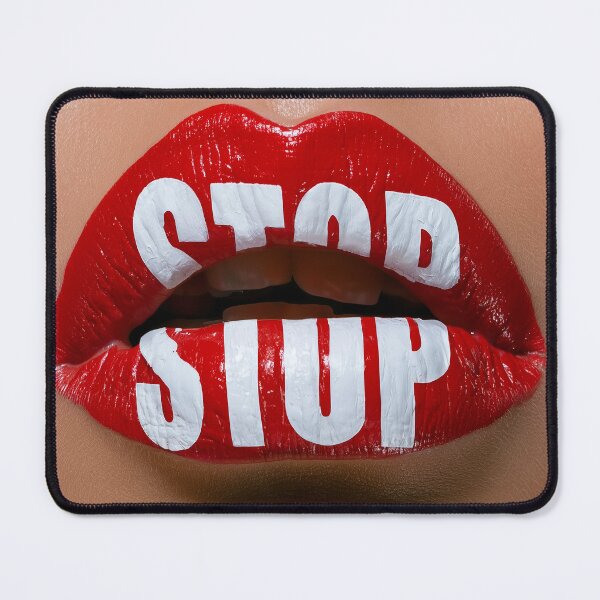 Item preview, STOP - Bold Red Lips Typography Art designed and sold by Audra-studio.