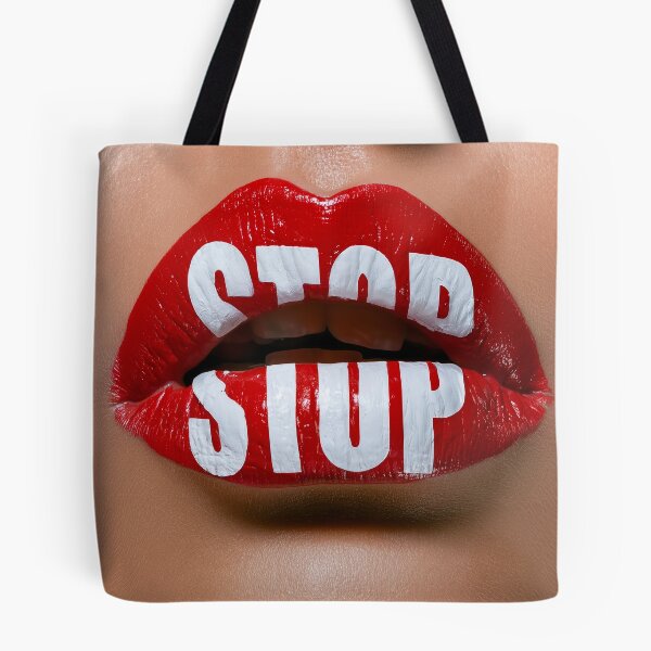 Item preview, STOP - Bold Red Lips Typography Art designed and sold by Audra-studio.