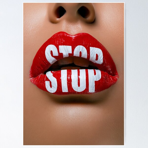 Item preview, STOP - Bold Red Lips Typography Art designed and sold by Audra-studio.