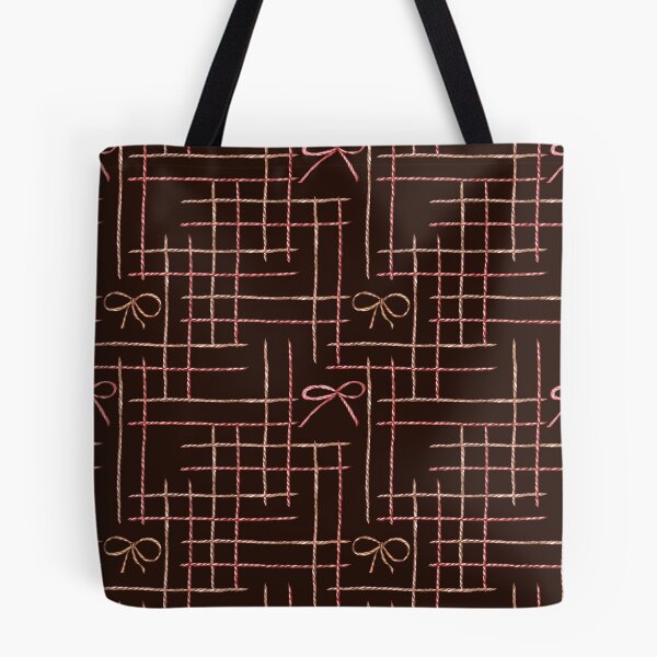 Item preview, Vintage Plaid Pattern of Strings and Bows on Brown designed and sold by Flowersforbear.