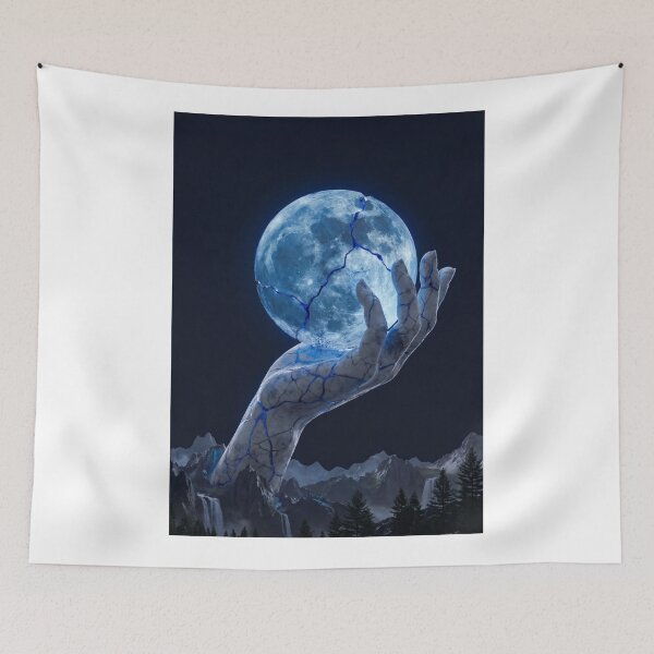 Item preview, Cracked Blue Moon Surreal Landscape designed and sold by ElagoozArt.