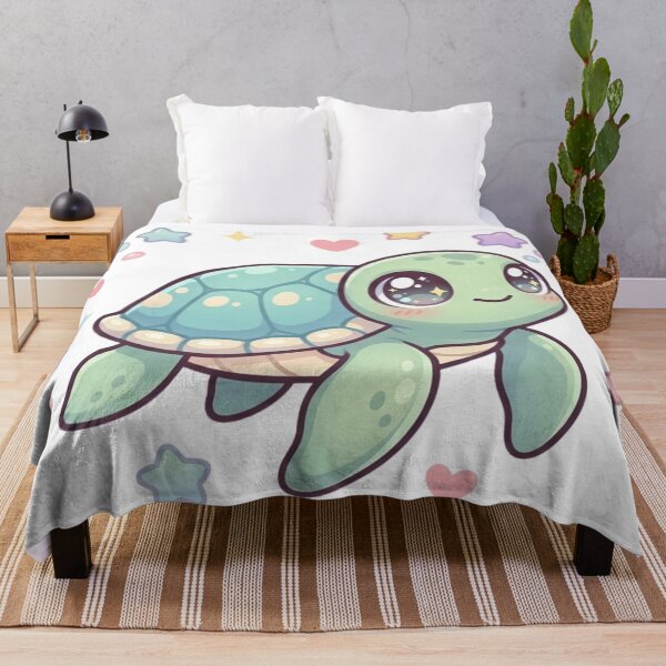 Item preview, Cute Kawaii Sea Turtle with Sparkly Eyes designed and sold by TrendingFabrics.