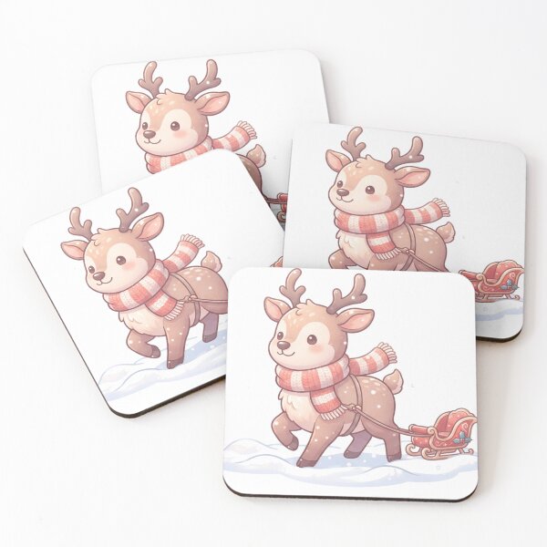 Item preview, Reindeer Wearing Striped Scarf Pulling A - Cute Design designed and sold by larbimalki.