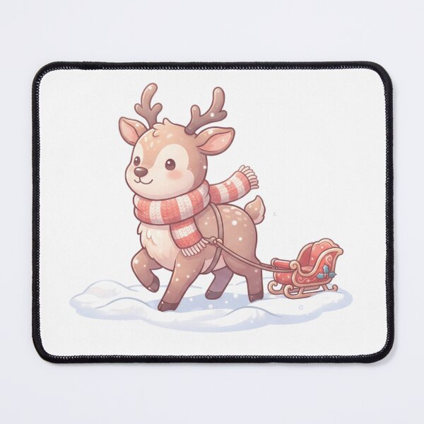 Item preview, Reindeer Wearing Striped Scarf Pulling A - Cute Design designed and sold by larbimalki.
