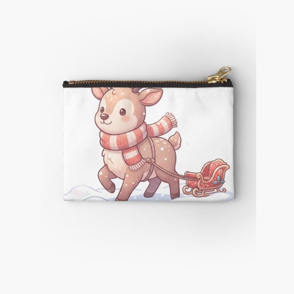 Item preview, Reindeer Wearing Striped Scarf Pulling A - Cute Design designed and sold by larbimalki.