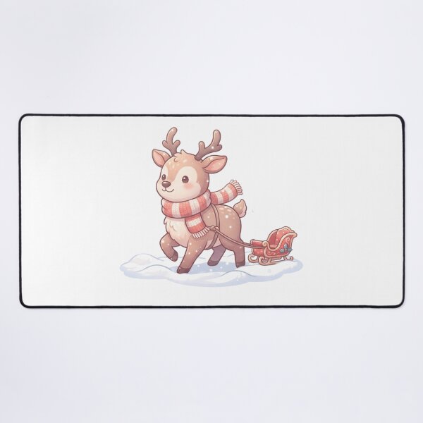 Item preview, Reindeer Wearing Striped Scarf Pulling A - Cute Design designed and sold by larbimalki.