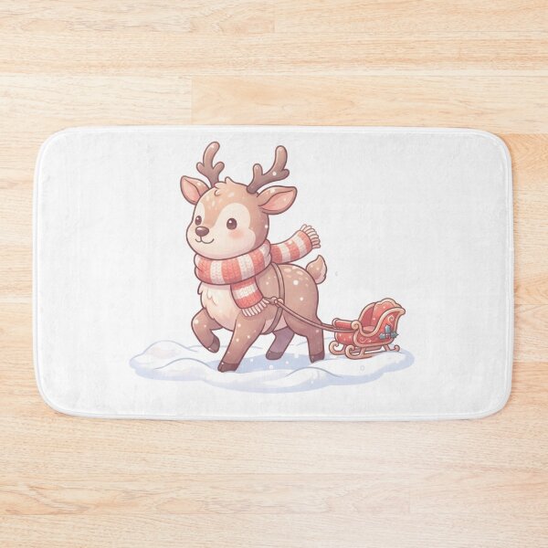 Item preview, Reindeer Wearing Striped Scarf Pulling A - Cute Design designed and sold by larbimalki.