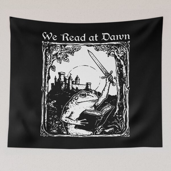 Item preview, We Read At Dawn - Medieval Frog - Sword And Book designed and sold by thedoodlevault.