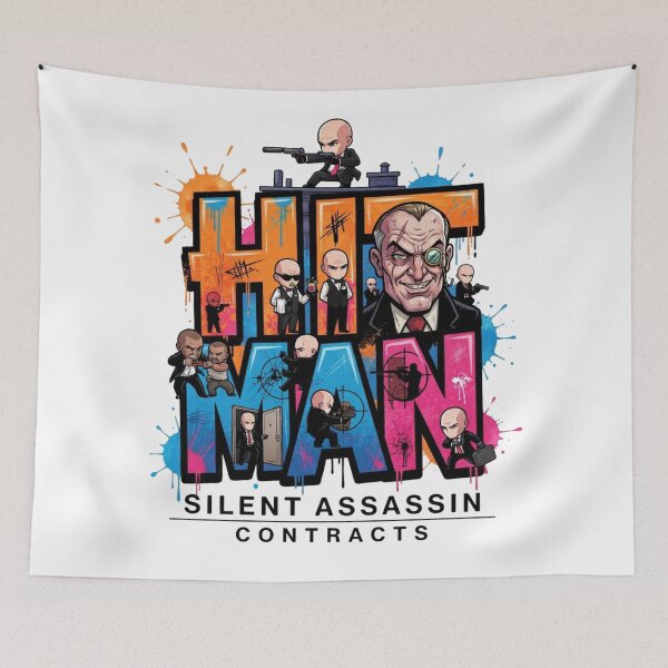 Item preview, Hitman Chibi Agent 47 Graffiti Style Video Game Art designed and sold by Alaric4you.