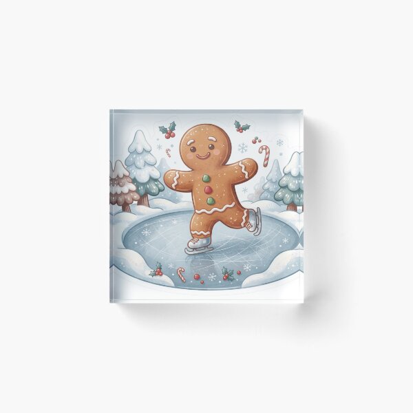 Item preview, Gingerbread Man Ice Skating On A - Whimsical Design designed and sold by larbimalki.