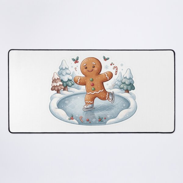 Item preview, Gingerbread Man Ice Skating On A - Whimsical Design designed and sold by larbimalki.