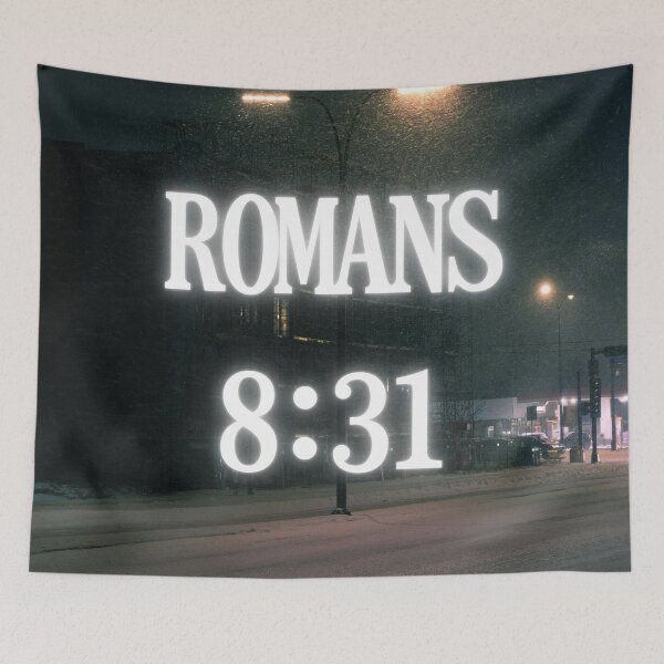 Item preview, Romans 8:31 Glowing Scripture Night City Moody Aesthetic designed and sold by LensDyn™.
