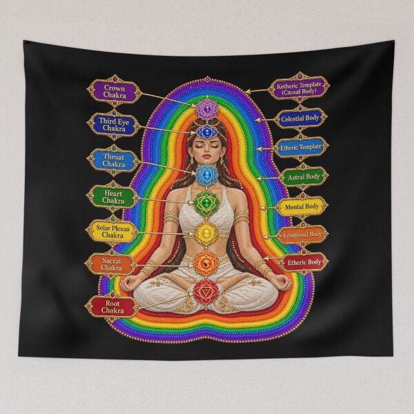 Item preview, Seven Chakra Aura Layers Embroidered Meditation Energy Guide designed and sold by Emoji Emblems.