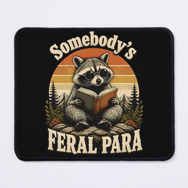 Item preview, Somebody's Feral Para Funny Raccoon Reading Book Retro Gifts designed and sold by LeSoniPapaPrint.