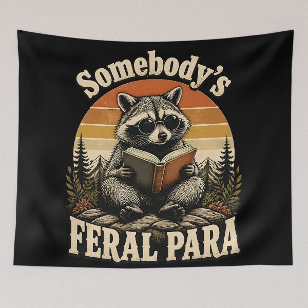 Item preview, Somebody's Feral Para Funny Raccoon Reading Book Retro Gifts designed and sold by LeSoniPapaPrint.