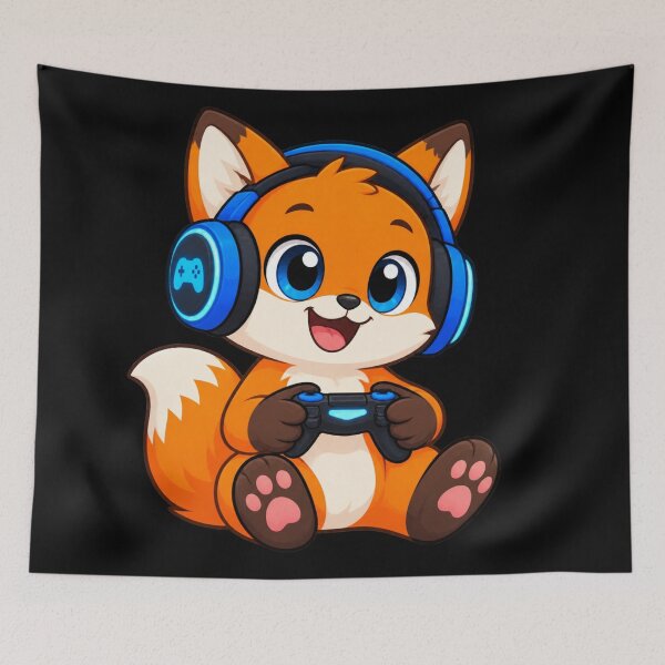 Item preview, Cute Gamer Fox with Headphones and Controller Sticker designed and sold by Altospecial.