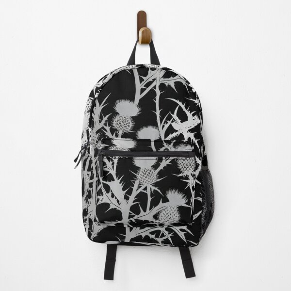 Item preview, Silver Thistle Floral Pattern On Black designed and sold by Owcomm.