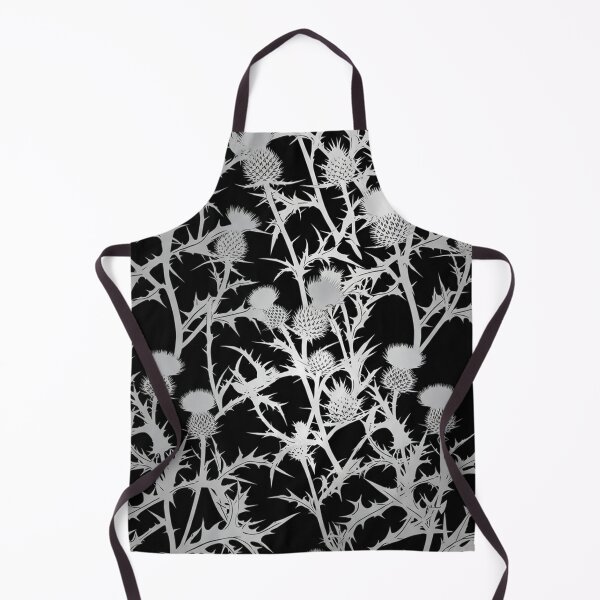 Item preview, Silver Thistle Floral Pattern On Black designed and sold by Owcomm.
