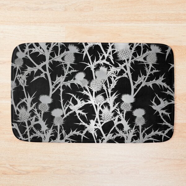 Item preview, Silver Thistle Floral Pattern On Black designed and sold by Owcomm.