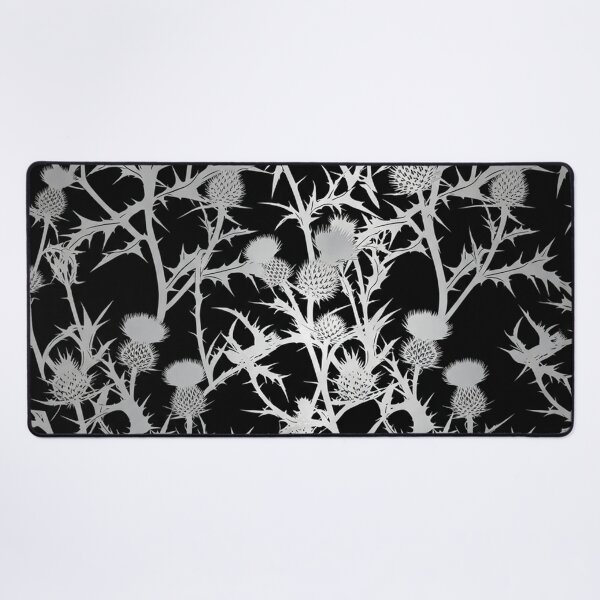 Item preview, Silver Thistle Floral Pattern On Black designed and sold by Owcomm.