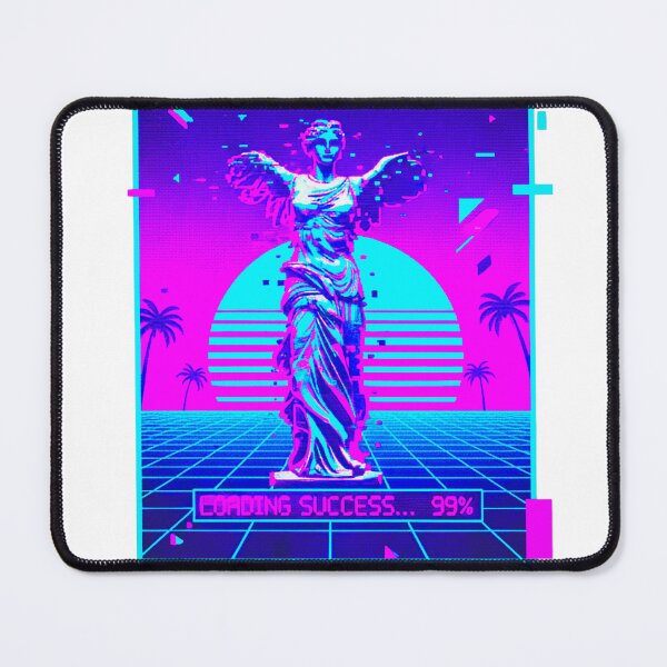 Item preview, Neoclassical Vaporwave Winged Statue - Synthwave Grid designed and sold by A E S T H E T A T A G.