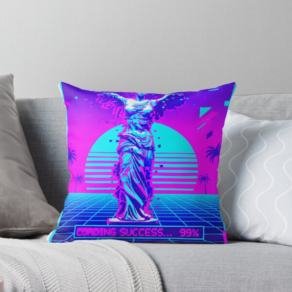 Item preview, Neoclassical Vaporwave Winged Statue - Synthwave Grid designed and sold by A E S T H E T A T A G.