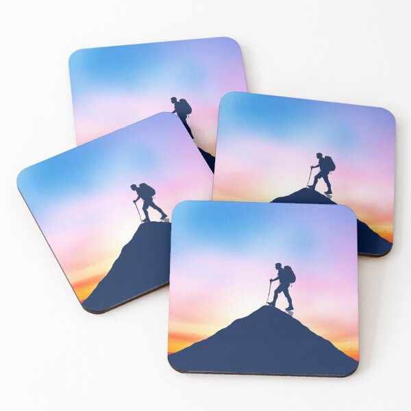 Item preview, Hiker Silhouette on Mountain Peak at Colorful Sunrise – Adventure Summit Motivational Design designed and sold by EllDAV777.