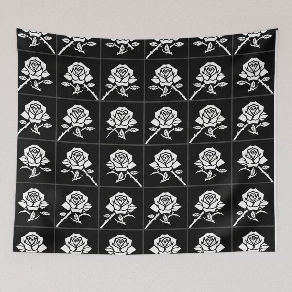 Item preview, Gothic White Rose Floral Grid Pattern    designed and sold by Owcomm.