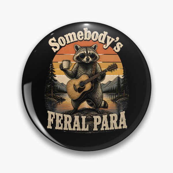 Item preview, Somebody's Feral Para Funny Raccoon Guitar Coffee Retro Gifts designed and sold by LeSoniPapaPrint.