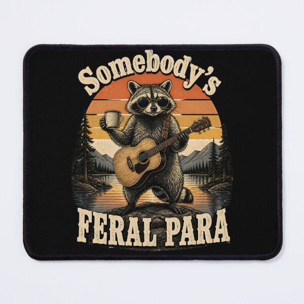 Item preview, Somebody's Feral Para Funny Raccoon Guitar Coffee Retro Gifts designed and sold by LeSoniPapaPrint.