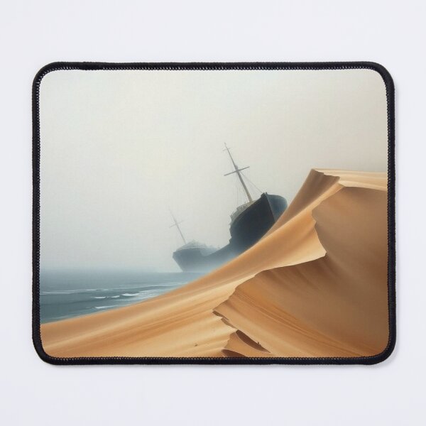 Item preview, Mysterious Shipwreck Buried in Desert Sand Dunes by Foggy Ocean designed and sold by EllDAV777.