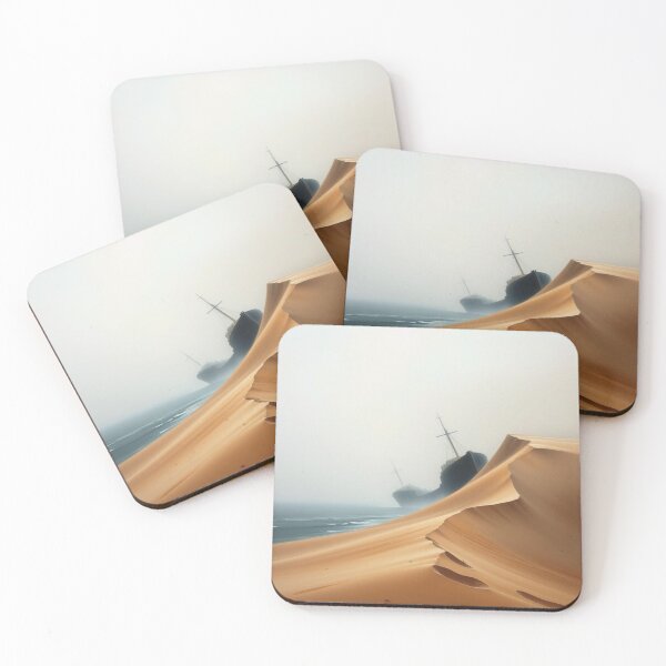 Item preview, Mysterious Shipwreck Buried in Desert Sand Dunes by Foggy Ocean designed and sold by EllDAV777.