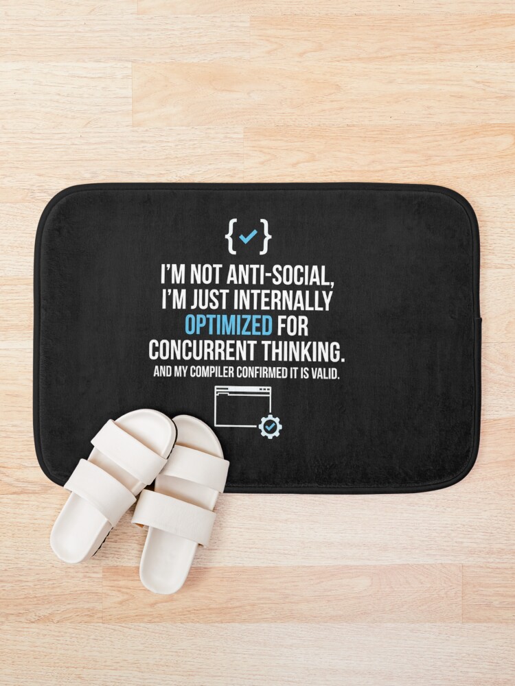 Thumbnail 1 of 6, Bath Mat, Programmer Code Joke Funny Developer Quote designed and sold by Owcomm.