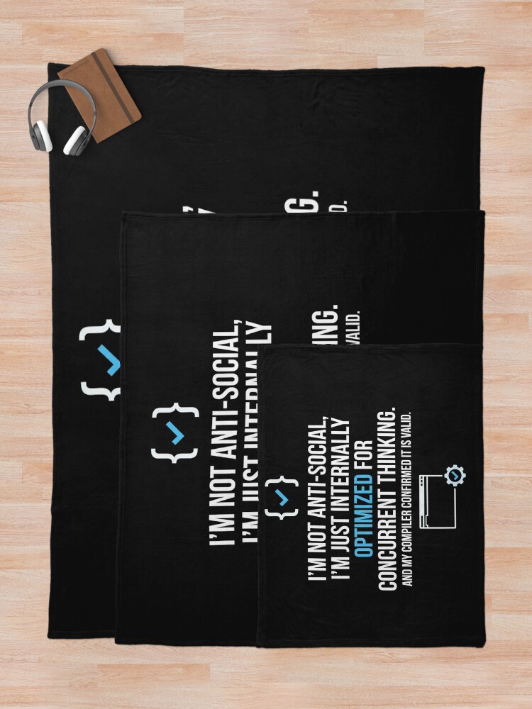 Thumbnail 5 of 6, Throw Blanket, Programmer Code Joke Funny Developer Quote designed and sold by Owcomm.