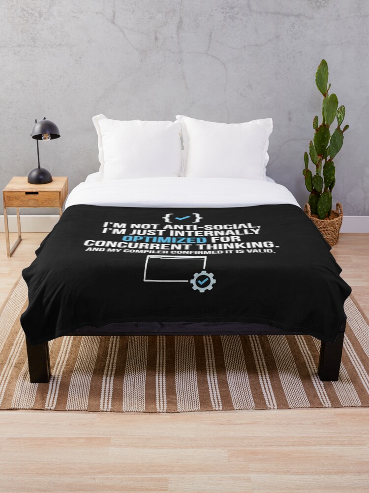 Thumbnail 1 of 6, Throw Blanket, Programmer Code Joke Funny Developer Quote designed and sold by Owcomm.