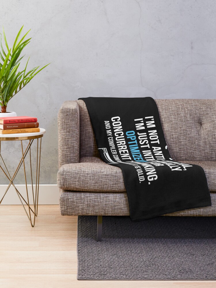 Thumbnail 2 of 6, Throw Blanket, Programmer Code Joke Funny Developer Quote designed and sold by Owcomm.