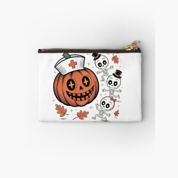 Item preview, halloween pumpkin skeleton nurse and candy corn cute cartoon designed and sold by DariaOltes.
