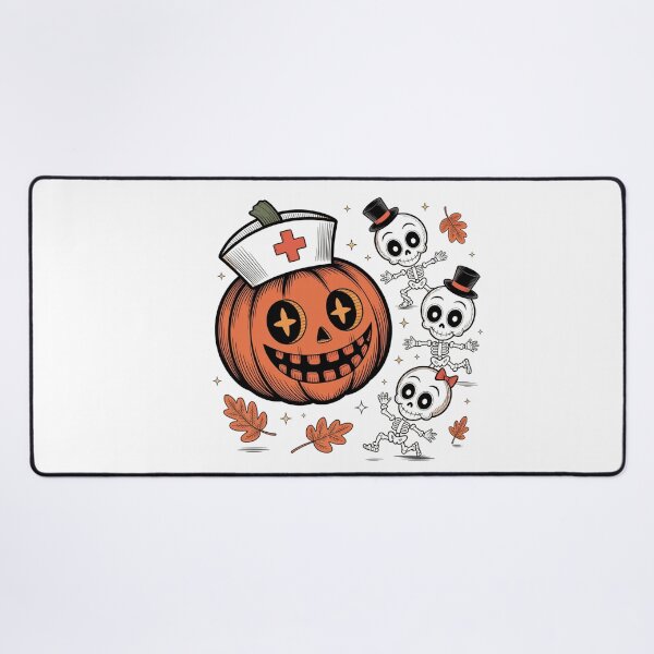 Item preview, halloween pumpkin skeleton nurse and candy corn cute cartoon designed and sold by DariaOltes.