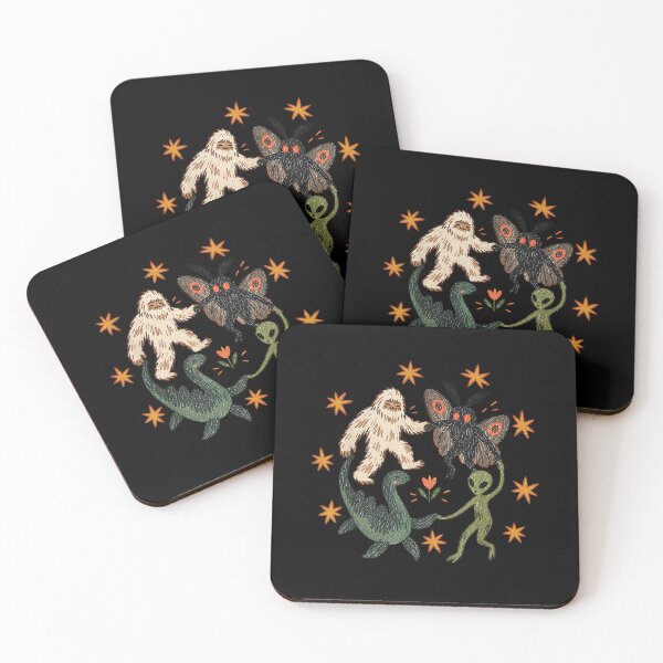 Item preview, Cute Dancing Cryptids Alien Sasquatch Sea Monster Mythical Creatures designed and sold by RevArtist.