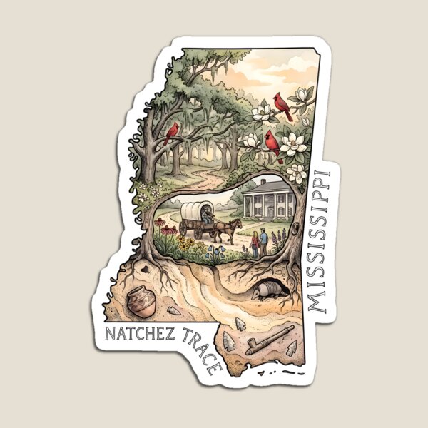 Item preview, Natchez Trace Mississippi Cross Section Adventure Badge Art designed and sold by GymTanLaundry.