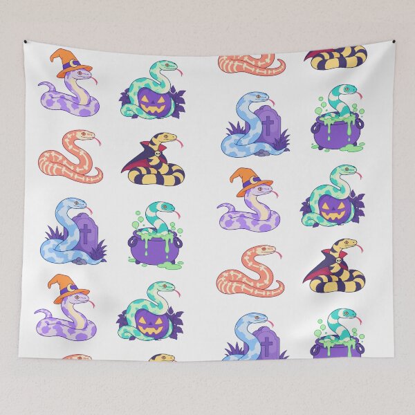 Item preview, Halloween Snakes – Pastel Reptiles with Witch Hat and Pumpkin designed and sold by Zoolumi.
