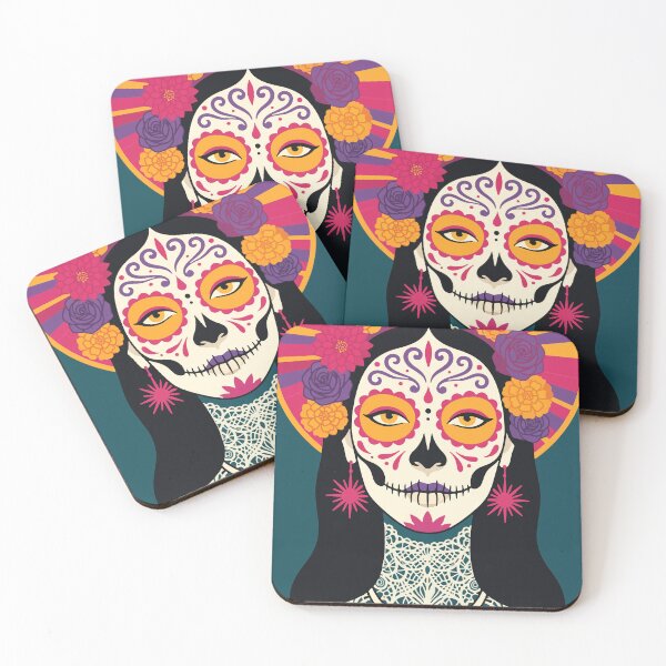 Item preview, Catrina Sunburst Halo | Mid Century Day of the Dead Art designed and sold by  Ojo de Lilith.