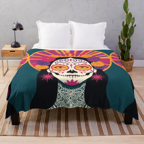 Item preview, Catrina Sunburst Halo | Mid Century Day of the Dead Art designed and sold by  Ojo de Lilith.