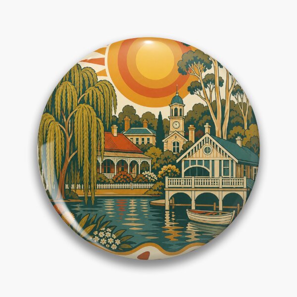 Item preview, Daylesford Australia Travel Souvenir - Retro Illustration designed and sold by VisualArtsOasis.