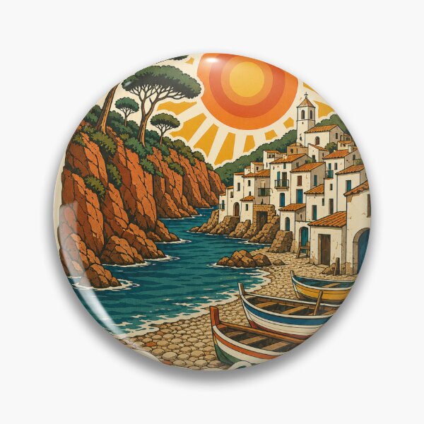 Item preview, Costa Brava Spain Travel Souvenir - Retro Illustration designed and sold by VisualArtsOasis.