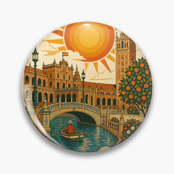 Item preview, Seville Spain Travel Souvenir - Retro Illustration designed and sold by VisualArtsOasis.